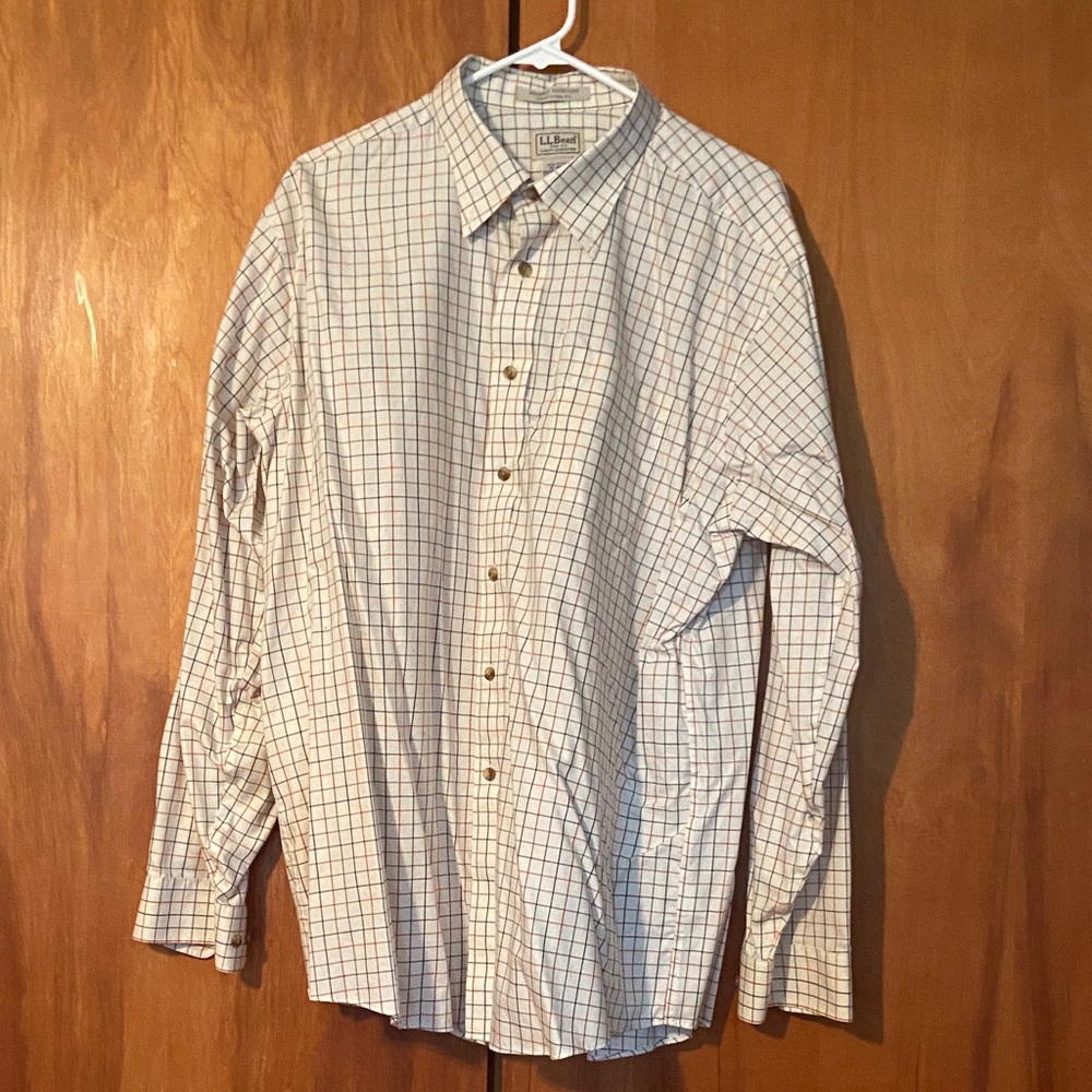 L.L. Bean Blue Casual Button Down Shirt Lightweight Cotton